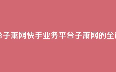 快手业务平台子萧网 - 快手业务平台子萧网的全面解析~ 第1张