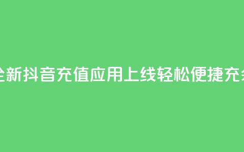 抖音充值APP - 全新抖音充值应用上线，轻松便捷充余额！ 第1张