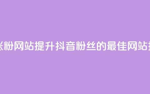 抖音有效涨粉网站 - 提升抖音粉丝的最佳网站推荐~  第1张