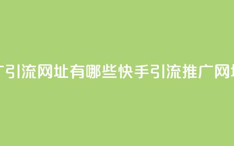快手推广引流网址有哪些(快手引流推广网址有哪些-精选)  第1张