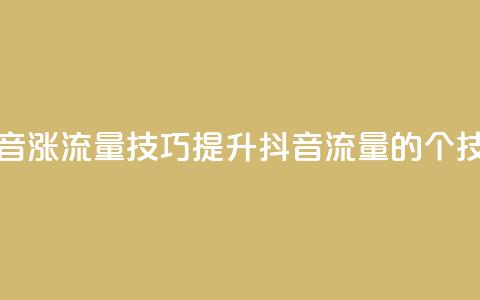 抖音涨流量技巧(提升抖音流量的7个技巧)  第1张