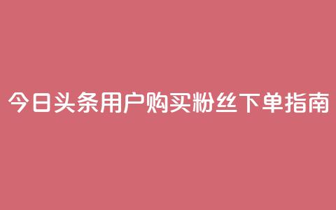 今日头条用户购买粉丝下单指南  第1张