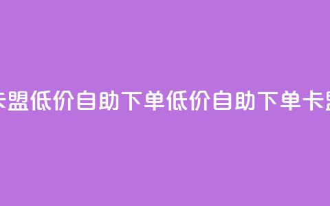 卡盟低价自助下单(低价自助下单卡盟)  第1张