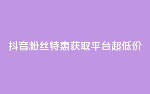 抖音粉丝特惠获取平台【超低价】  第1张