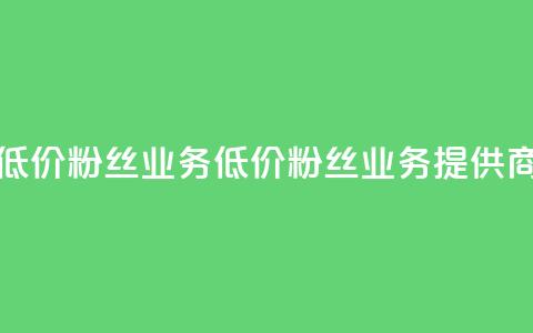 ks低价粉丝业务(低价粉丝业务提供商-KS服务)  第1张