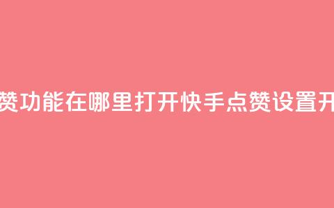快手点赞功能在哪里打开(快手点赞设置开启位置)  第1张