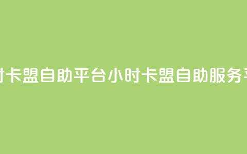 24小时卡盟自助平台(24小时卡盟自助服务平台)  第1张