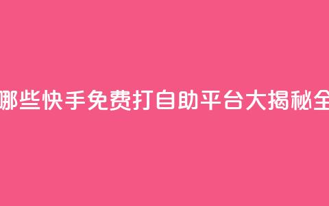 快手免费打call自助平台有哪些 - 快手免费打call自助平台大揭秘：全面盘点最佳选择！!  第1张