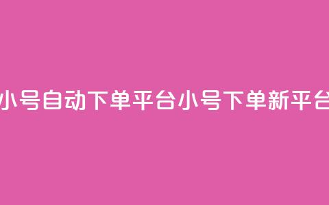 ks小号自动下单平台(ks小号下单新平台)  第1张