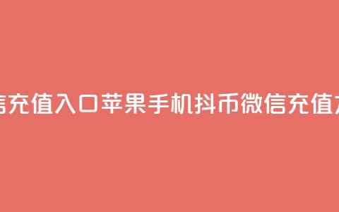 抖币微信充值入口苹果手机(抖币微信充值方法分享)  第1张