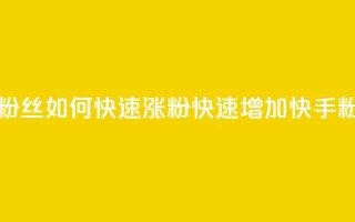 快手粉丝如何快速涨粉(快速增加快手粉丝量)