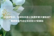 抖音买粉丝，如何在抖音上快速积累大量粉丝？揭秘秘密方法亿乐社区SUP货源站