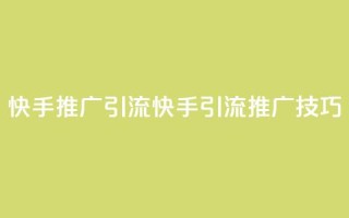 快手推广引流(快手引流推广技巧)