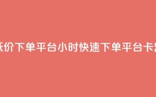 卡盟24小时低价下单平台(24小时快速下单平台，卡盟低价服务)