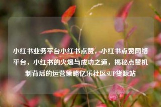 小红书业务平台小红书点赞，小红书点赞网络平台，小红书的火爆与成功之道，揭秘点赞机制背后的运营策略亿乐社区SUP货源站