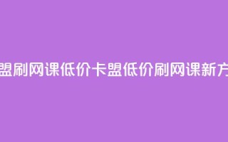 卡盟刷网课低价(卡盟低价刷网课新方法)