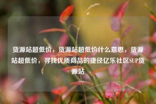 货源站超低价，货源站超低价什么意思，货源站超低价，寻找优质商品的捷径亿乐社区SUP货源站