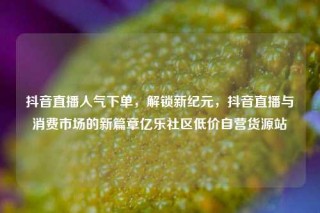 抖音直播人气下单，解锁新纪元，抖音直播与消费市场的新篇章亿乐社区低价自营货源站