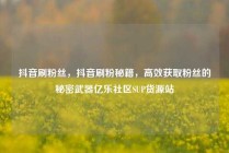 抖音刷粉丝，抖音刷粉秘籍，高效获取粉丝的秘密武器亿乐社区SUP货源站