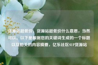 货源站超低价，货源站超低价什么意思，当然可以。以下是根据您的关键词生成的一个标题以及相关的内容摘要，亿乐社区SUP货源站
