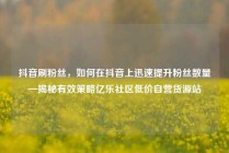 抖音刷粉丝，如何在抖音上迅速提升粉丝数量—揭秘有效策略亿乐社区低价自营货源站