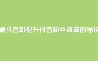 刷抖音粉(提升抖音粉丝数量的秘诀)