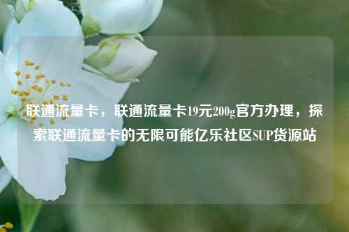联通流量卡	，联通流量卡19元200g官方办理，探索联通流量卡的无限可能亿乐社区SUP货源站  第1张