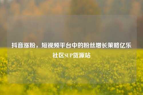 抖音涨粉，短视频平台中的粉丝增长策略亿乐社区SUP货源站  第1张