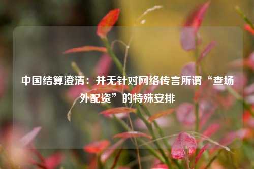 中国结算澄清：并无针对网络传言所谓“查场外配资	”的特殊安排  第1张