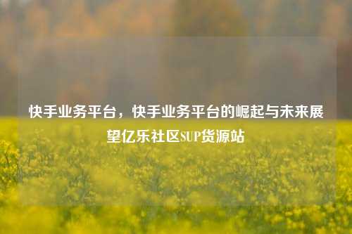 快手业务平台，快手业务平台的崛起与未来展望亿乐社区SUP货源站  第1张