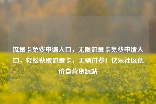流量卡免费申请入口，无限流量卡免费申请入口，轻松获取流量卡	，无需付费！亿乐社区低价自营货源站  第1张