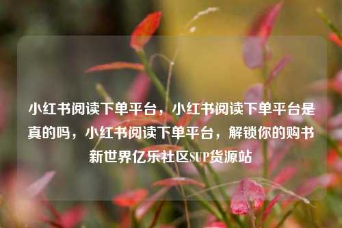 小红书阅读下单平台，小红书阅读下单平台是真的吗	，小红书阅读下单平台，解锁你的购书新世界亿乐社区SUP货源站  第1张