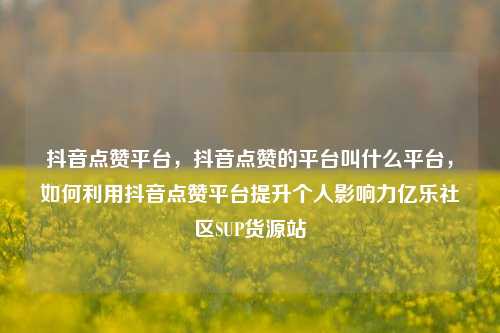 抖音点赞平台，抖音点赞的平台叫什么平台	，如何利用抖音点赞平台提升个人影响力亿乐社区SUP货源站  第1张