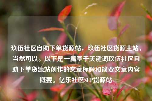 玖伍社区自助下单货源站	，玖伍社区货源主站，当然可以。以下是一篇基于关键词玖伍社区自助下单货源站创作的文章标题和简要文章内容概要。亿乐社区SUP货源站  第1张