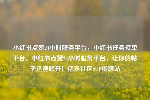 小红书点赞24小时服务平台	，小红书任务接单平台，小红书点赞24小时服务平台，让你的帖子迅速飙升！亿乐社区SUP货源站  第1张
