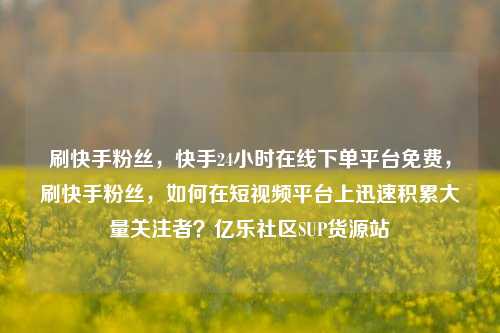 刷快手粉丝，快手24小时在线下单平台免费，刷快手粉丝	，如何在短视频平台上迅速积累大量关注者？亿乐社区SUP货源站  第1张