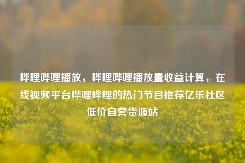 哔哩哔哩播放，哔哩哔哩播放量收益计算，在线视频平台哔哩哔哩的热门节目推荐亿乐社区低价自营货源站  第1张
