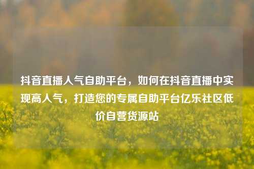 抖音直播人气自助平台，如何在抖音直播中实现高人气，打造您的专属自助平台亿乐社区低价自营货源站  第1张