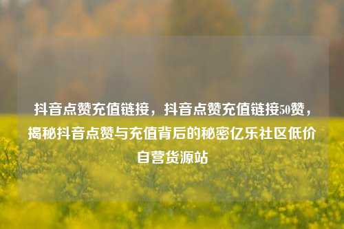 抖音点赞充值链接，抖音点赞充值链接50赞，揭秘抖音点赞与充值背后的秘密亿乐社区低价自营货源站  第1张