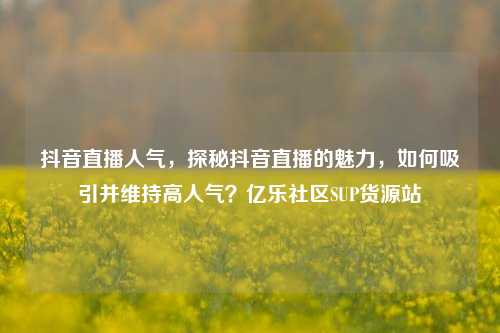 抖音直播人气，探秘抖音直播的魅力，如何吸引并维持高人气？亿乐社区SUP货源站  第1张