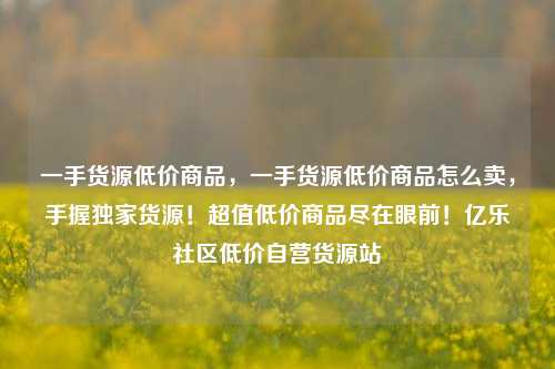 一手货源低价商品，一手货源低价商品怎么卖，手握独家货源！超值低价商品尽在眼前！亿乐社区低价自营货源站  第1张