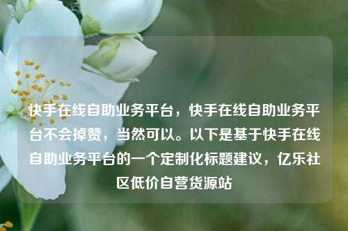 快手在线自助业务平台	，快手在线自助业务平台不会掉赞，当然可以。以下是基于快手在线自助业务平台的一个定制化标题建议，亿乐社区低价自营货源站  第1张