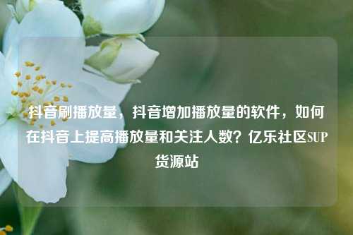 抖音刷播放量，抖音增加播放量的软件，如何在抖音上提高播放量和关注人数？亿乐社区SUP货源站  第1张