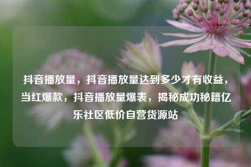 抖音播放量，抖音播放量达到多少才有收益	，当红爆款，抖音播放量爆表，揭秘成功秘籍亿乐社区低价自营货源站  第1张